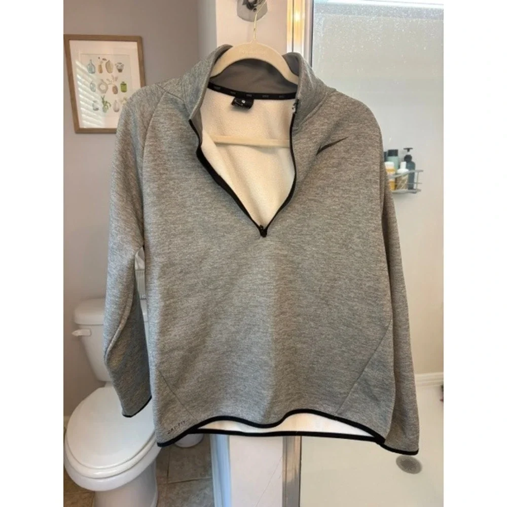 Nike Dri-FIT Womens Quarter Zip Fleece Pullover Heather Gray Size Medium AS IS